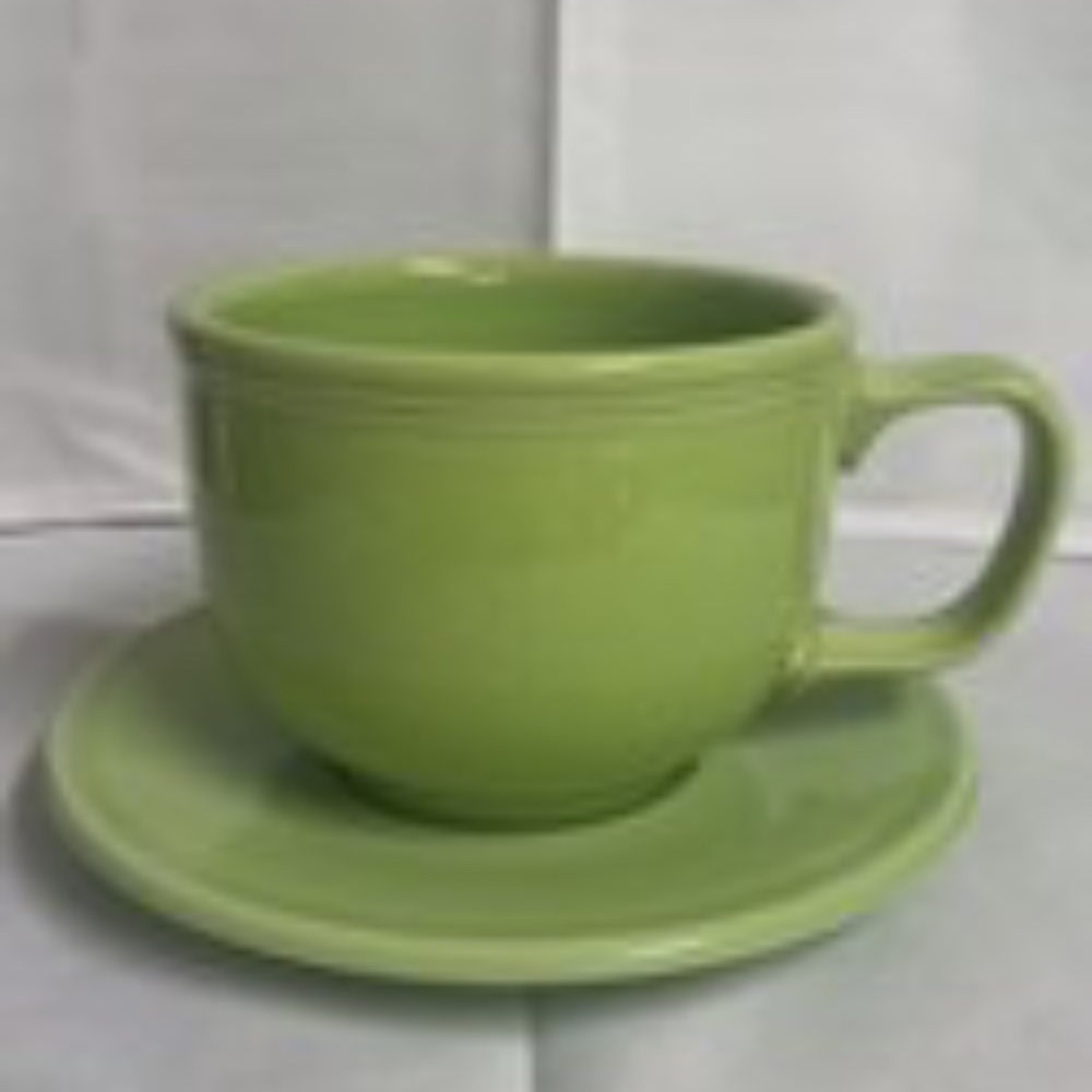 HOMER LAUGHLIN FIESTA CHARTREUSE JUMBO CUP & SAUCER "New 1998 Original Stock"